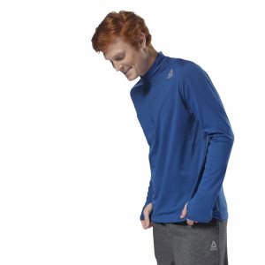 Bluza Męskie Reebok Running Quarter Zip Niebieskie PL 05AEHJX